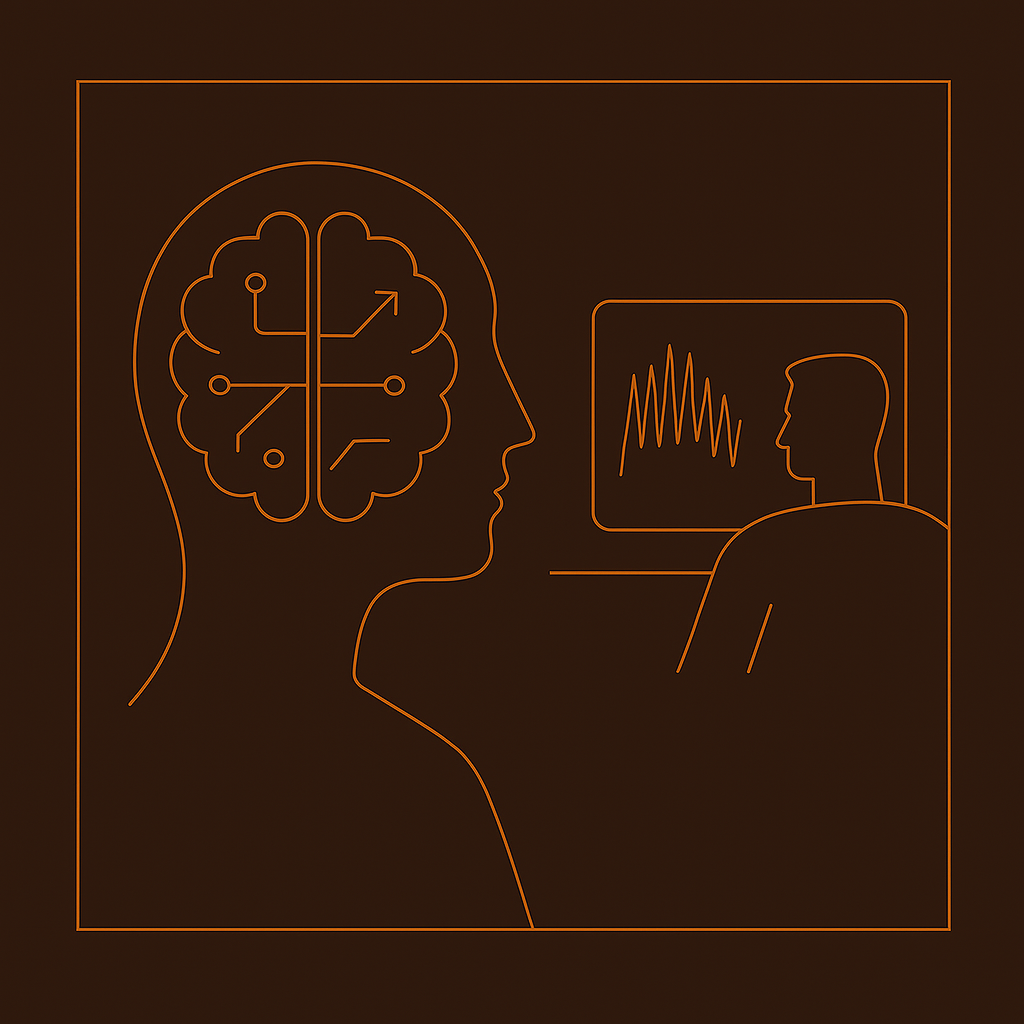 Abstract image of a human hand touching a flowing, organic data structure, representing the connection between human intuition and AI.